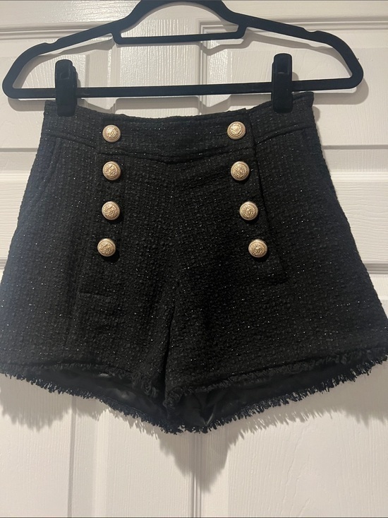 Generation Love Pants - Generation Love Black Tweed Gold Button High Waist Shorts XS